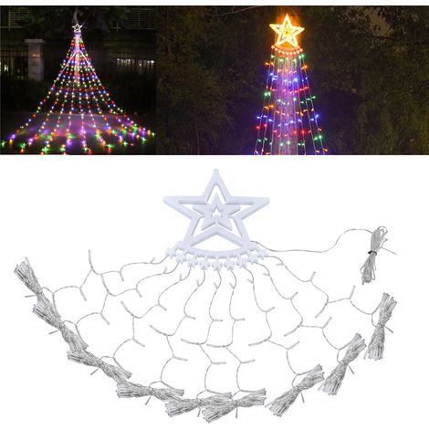 Fünfzackige, sternförmige LED-Lichterketten, Lichterketten mit fließendem Muster, bunte Lichterketten, Weihnachtsdekoration, Solar-Lichterketten für den Außenbereich, Baumlichter, bunte Girlanden (1/5)