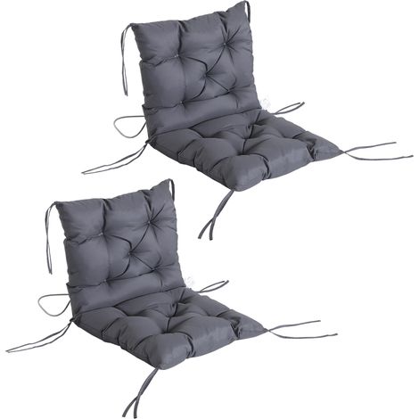 2er-Set Sitzkissen, 98cm x 50cm x 8cm Stuhlkissen mit Bänder, Polsterauflage, waschbar/Ergonomische Sitzpolster für Haus, Garten, Sofa, Grau (1/5)