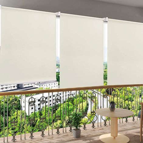 WOLTU Außenrollo Senkrechtmarkise Balkonmarkise Outdoorrollo beige 100x240 cm