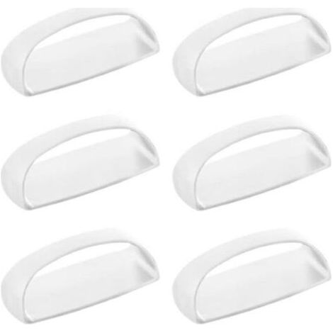 Lot de 6 poignées autocollantes pour tiroirs, portes coulissantes, fenêtres en verre, armoires, sans perçage, 6 pièces/ensemble (blanc) (1/4)
