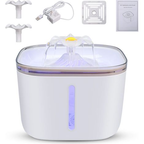 Fontaine a eau pour chat en acier inoxydable 2L avec pompe intelligente a fenetre de niveau d'eau et indicateur LED pour alerte de penurie d'eau (1/5)