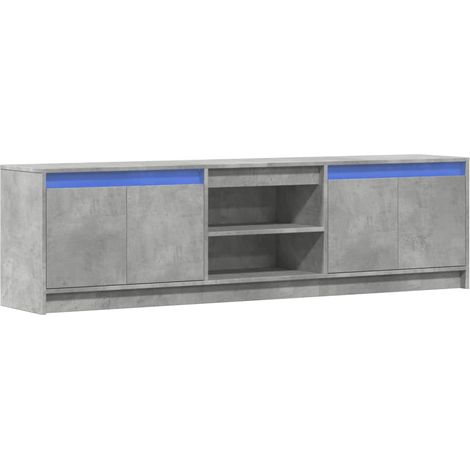 Mueble TV multimedia Estante TV Aparador TV Comedor Salón Dormitorio con LED 180 x 34 x 50 cm Madera de ingeniería gris 020026451