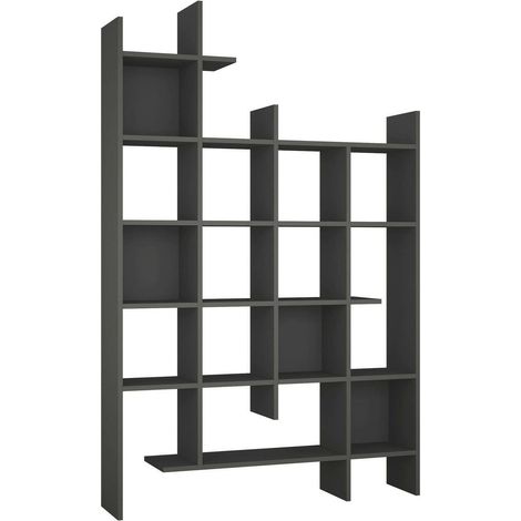 Dmora - Libreria Achela, Scaffale da ufficio, Mobile portalibri, Biblioteca, 122x26h188 cm, Antracite