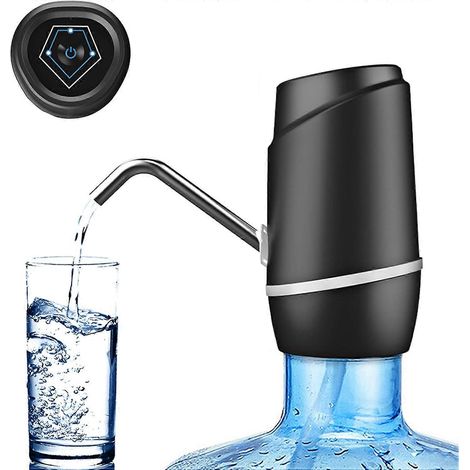 Distributeur d'eau électrique portable ZENGO de 5 gallons, pompe à eau universelle rechargeable par USB (noir)