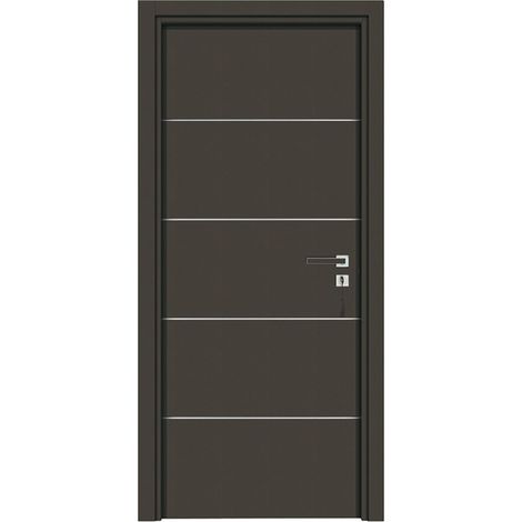 Bloc-porte pose fin de chantier collection PREMIUM Seymour, H.204 x l.73 cm, aspect cuir basalte, réversible  - Reivilo
