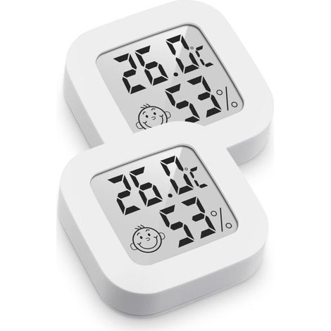 Mini Thermomètre Hygromètre Intérieur Digital à Haute Précision, Moniteur de Température et Humidimètre, Thermo Hygromètre Indicateur du Niveau de Confort (4.3cm4.3cm, blanc, 2) (1/5)