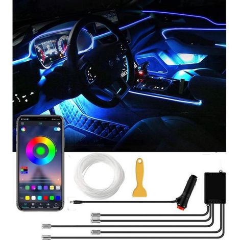 Éclairage intérieur de voiture LED - 6 m - LED 5050 RVB - Éclairage d'ambiance néon - Bande lumineuse LED étanche (1/4)