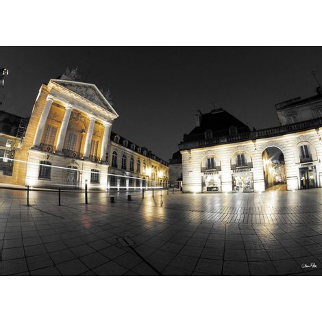 Tableau sur toile place de la libération de nuit Dijon 45x65 cm - Impression sur Toile Murale Décorative - Image imprimée en HD sur Toile - Toile sur Châssis en Bois FSC - Fabriqué en France (1/5)