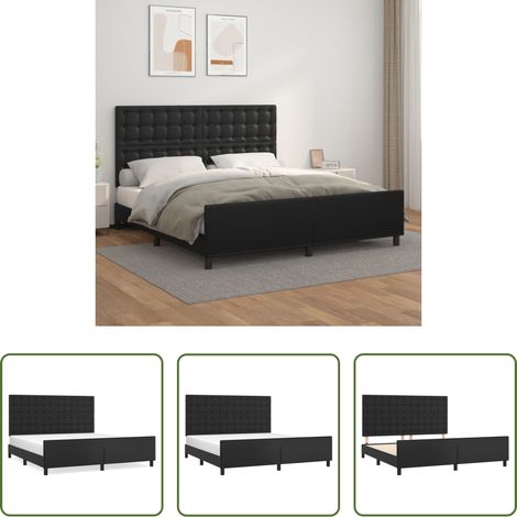 Tête de lit réglable - Cadre de lit sans matelas noir 160x200 cm similicuir (1/5)