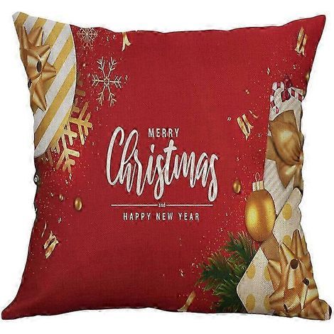 Housse de coussin en coton et lin. motif cerf de Noël. pour canapé et décoration intérieure 2374jpjcjh