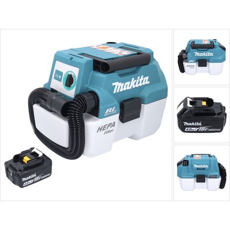 Aspiradora sin cable Makita DVC 750 LM1 LXT 18 V 67 mbar 7,5 l sin escobillas + 1x batería recargable 4,0 Ah - sin cargador
