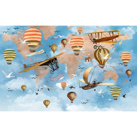 Papier peint panoramique Enfants - Carte du Monde - 130 cm x 81 cm (1/2)