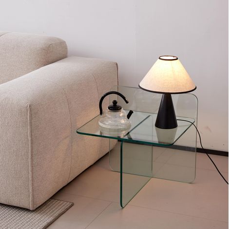 Beistelltisch aus Glas transparent 45x45x51 cm OKMYHOME (1/5)