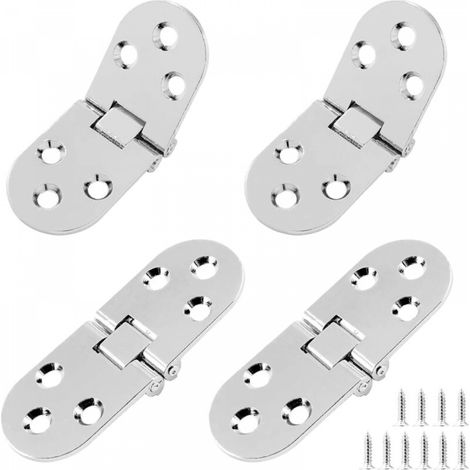 Lot de 4 charnières de table pliantes robustes,charnières à plateau rabattables pour machine à coudre argentée,en alliage de zinc,avec vis de montage (1/5)