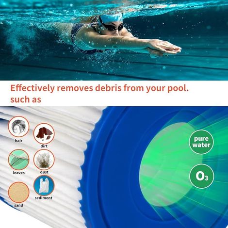 Lot de 6 filtres pour Piscine - Type D - Cartouche de Filtre de Rechange pour Summer Waves P57100102, SFS-350 RP-350 RP-400 RP-600 RX-600 (1/4)
