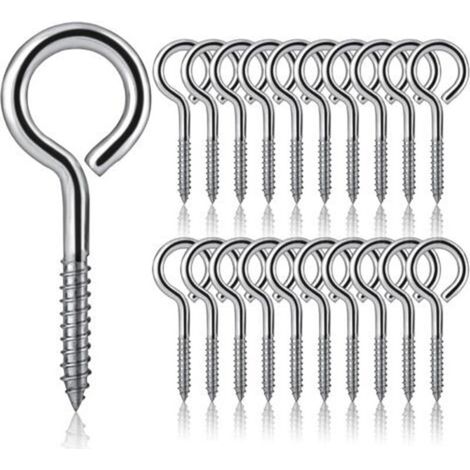 [NIEMALS VERWENDET] 20 Stück M5 x 65 Ösenschrauben, Schraubhaken aus Edelstahl 304, Einschraub-Ösenschrauben, selbstschneidende Metallhaken für Heimwerkerprojekte, Bastelarbeiten und Holzrahmen
