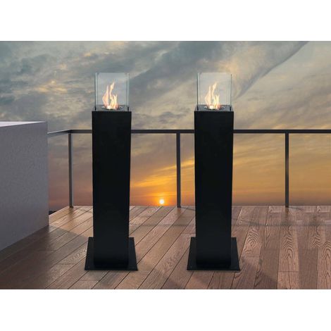 Dmora - Bioethanol-Kamin Dguazzin, Ökologischer Kamin, Rauchfreies Feuer, Heizung mit Ethanol, Made in Italy, 20x20 h110 cm, Schwarz (1/3)