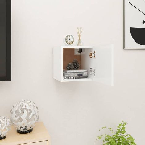 vidaXL Mobile Porta TV a Parete Bianco 30,5x30x30 cm (1/5)