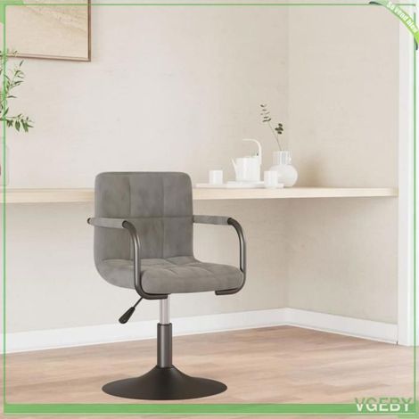 Chaise de salle à manger - Modèle 7291712407437 - Velours gris clair - Pivot 360° - Hauteur réglable (1/5)