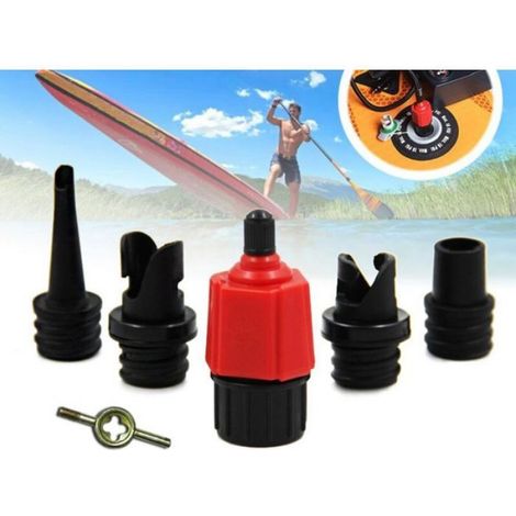 Adaptateur De Valve D'air - Pour Planche De SUP - Kayak - Canoë - Bateau Pneumatique - 4 Embouts - 15 X 9 X 5 Cm (1/4)