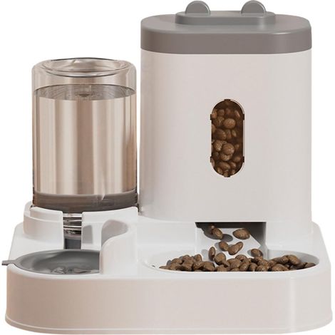 Gamelle géante pour chien et chat, distributeur de nourriture deux en un avec fontaine à eau intégrée (1/4)