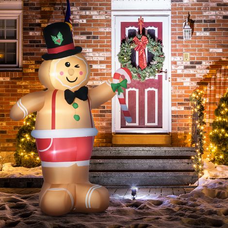 Figurines de Noël gonflables, bonhomme en pain d'épice gonflable, 2 m, avec gonfleur, multicolore (1/5)
