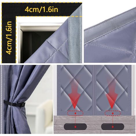 Rideau de porte isolant magnétique à isolation thermique. Couvercle d'isolation pour porte à ouverture latérale avec panneaux visibles. Tissu Oxford rembourré de coton. Maintient la chaleur en hiver, (1/2)