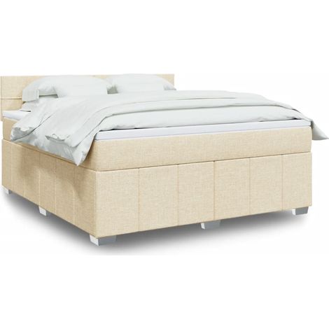 Boxspringbett mit Matratze Creme 180x200 cm Stoff