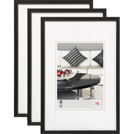 Walther Design Cornice Nero 20 x 30 cm Confezione da 3 sedie Telaio in alluminio AJ030B3 (1/3)