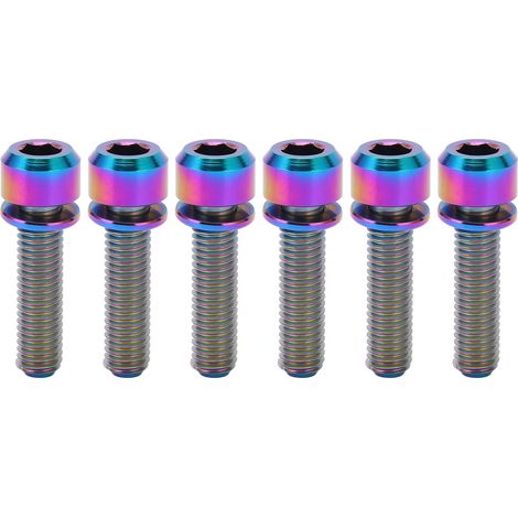 6 Pièces Kit de Vis de Potence Vélo RISK en Titane, Vis de Remplacement M5 20mm Multicolore (1/5)
