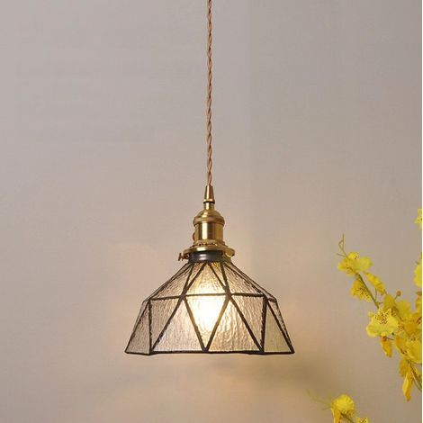 Lustre en laiton avec abat-jour en verre cristal blanc, adapté aux bars et restaurants, chambres, etc., style luxueux (1/5)