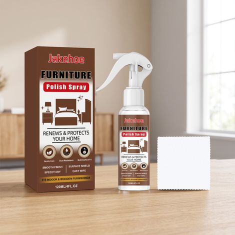 Möbelpflegespray zur Reinigung von Oberflächenstaub und zur Pflege der Oberfläche von Holzmöbeln – Möbelpflegespray: 120 ml × 1, Tuch × 1 -- DE (1/5)