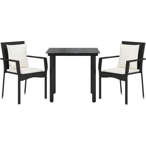 Set da pranzo da giardino mobili da esterno con cuscini 3 pezzi nero 020014138