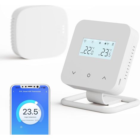Thermostat sans Fil Programmable Quotidiennement avec Récepteur, WiFi pour Chaudières à Gaz et Fioul, Commande Vocale et Google Home, Compatible avec Tuya Smart (1/5)