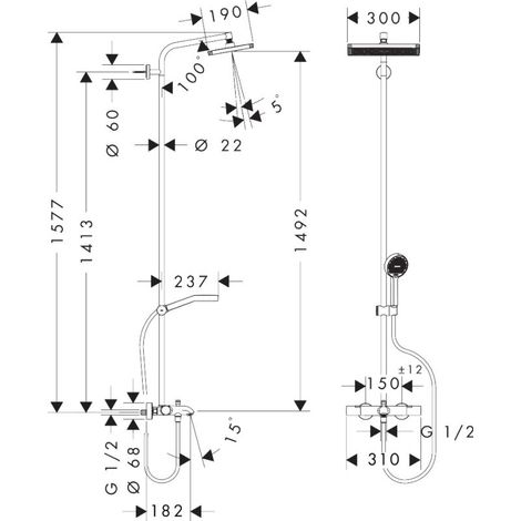 Hansgrohe 28753670 Activera Q Showerpipe 290/180 1jet