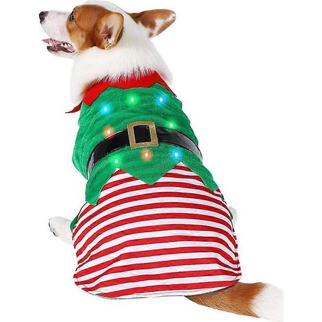 Gilet pour chien, vêtements de lutin de Noël rouges et verts, thème lutin de Noël - XL (1/5)