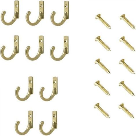 Set di 10 ganci da parete robusti e resistenti, adatti per porte di cucina, bagni, vestiti, accappatoi, asciugamani, cappelli, chiavi, ecc. (oro) (1/4)