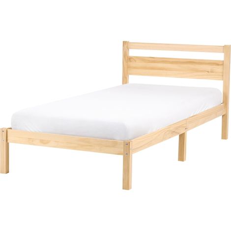 Lit Minimaliste Scandinave Simple en Bois de Pin 90 x 200 cm avec Tête de Lit Marron Clair Echallon (1/5)