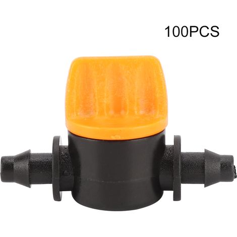 100Pcs Raccord Droit PVC 4/7 avec Vanne d'Arrêt, Connecteur d'Arrosage pour Jardin, Outil d'Irrigation 2 Voies (1/5)