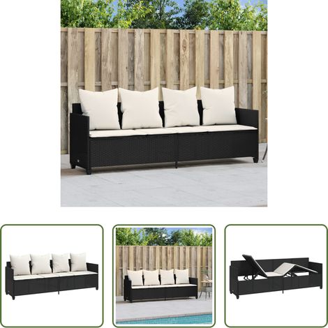 Gartenmöbel - Sonnenliege mit Kissen Schwarz Poly Rattan (1/5)