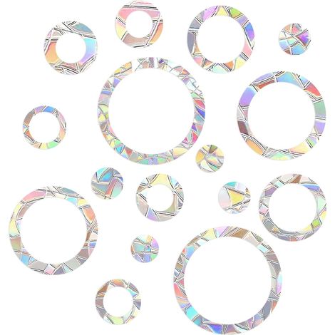 Autocollants de fenêtre représentant des oiseaux, autocollants « suncatcher », décorations de fenêtre pour Halloween et Noël, prismes ronds, PVC, autocollants de fenêtre pour vitres, décoration, lot d (1/5)