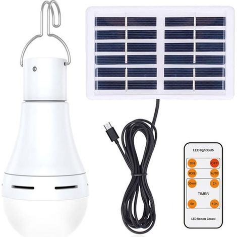 Lampe LED Solaire - 6000–6500 K - 5 Modes Lumineux - Télécommande - Minuterie 30 Min/2H/5H/10H - Étanche IP65 - Pour Extérieur - 1 Pièce