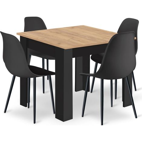 Ensemble repas - leobert - wat - chene artisannoir - 80 x 80 cm - 5 pieces 211770248