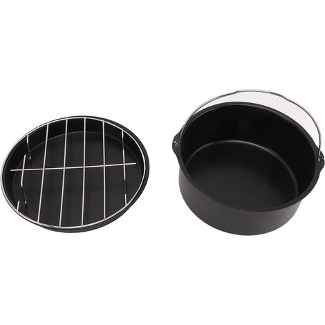 Friteuse à air chaud, friteuse électrique, panier de cuisson, plaque à pizza, grille, accessoires pour friteuse à air chaud, ensemble noir 3 pièces, 18 cm (1/5)