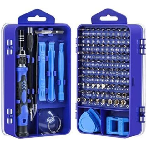 Kit de destornilladores de precisión magnéticos 115 en 1, mini destornillador portátil, herramientas de reparación para desmontar portátiles, teléfonos inteligentes, relojes, gafas y ordenadores (azul (1/4)