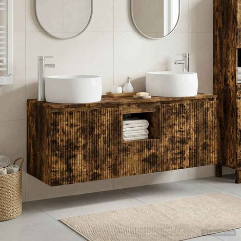 vidaXL Bathroom Cabinet Set 3 pcs Smoked Oak 49.5 x 44.5 x 66 cm (1/5)
