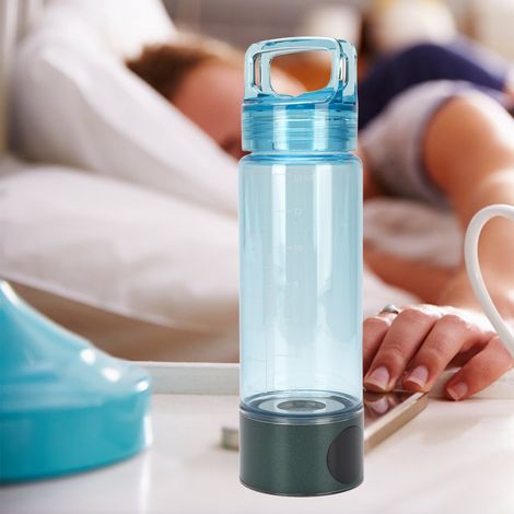 Botella de hidrógeno portátil de 400 ml con tecnología de electrólisis dual y membrana iónica, fabricada en material PCTG, a prueba de fugas para deportes y viajes, en verde y azul. (1/5)