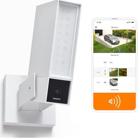 Netatmo, telecamera esterna intelligente con sirena da 105 dB, Wi-Fi,bianca