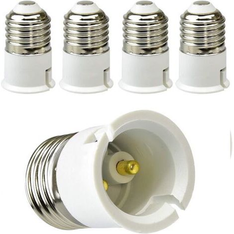 Lot de 5 Adaptateur E27 vers B22 pour Ampoules LED et Ampoules Halogènes,Convertisseur de douille E27,Puissance Maximale 200W,0-250V,120 Degrés Résistant à la Chaleur (1/4)