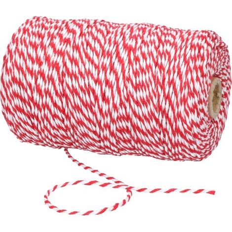 Backseil – gerolltes Grillseil – Backseil – dekoratives rot-weiß gestreiftes Seil – 100 Meter (1/5)